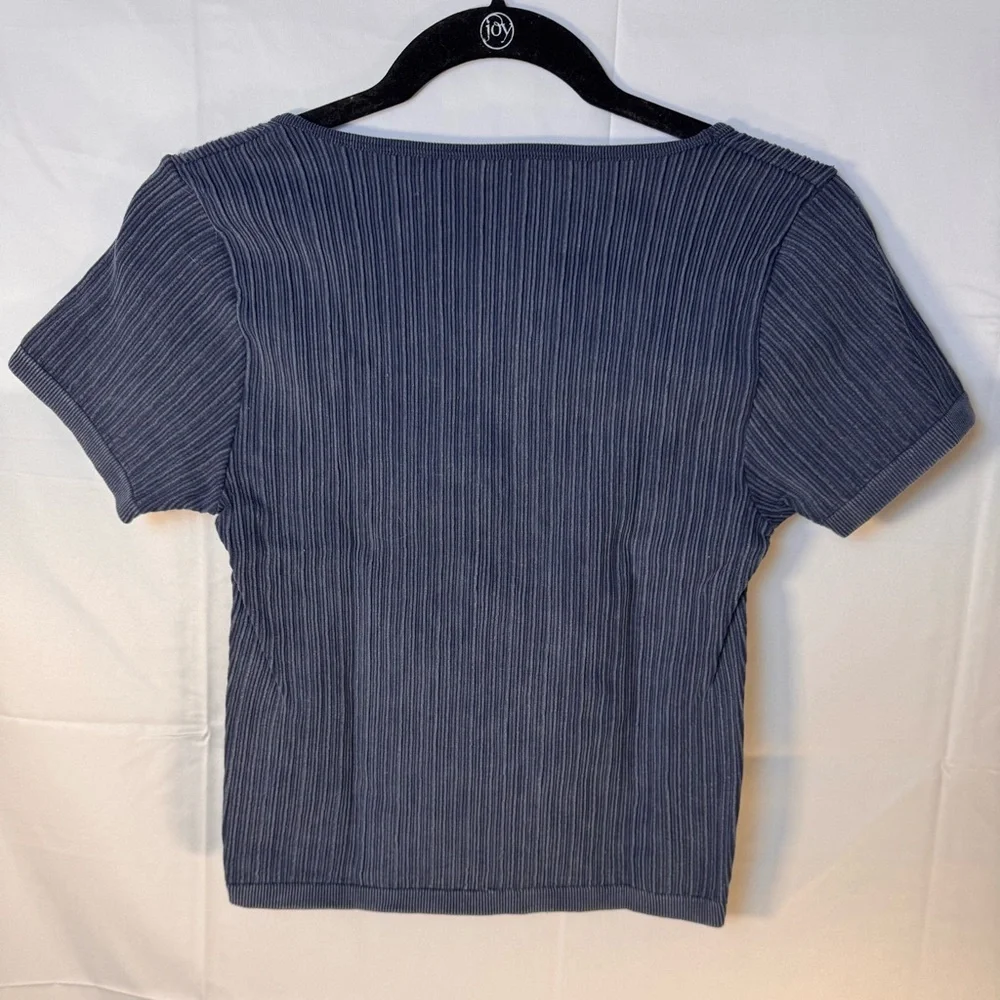 Navy Blue Ribbed Women's Top